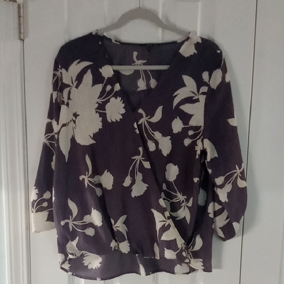 West Kei Tops - West Kei Purple and Cream Floral Blouse